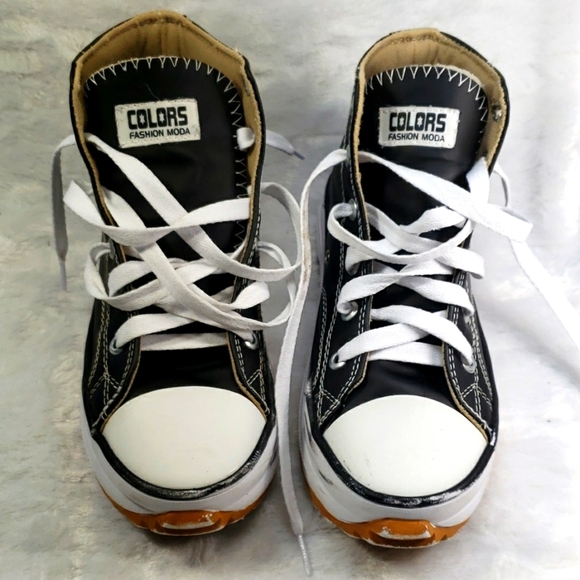 Colors Fashion Moda Black &White Leather Women's Boots Converse Size 7.5 - Picture 1 of 12